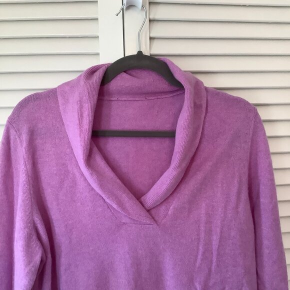 Women's cashmere sweater large shawl collar purple Edinburgh Woollen Mill EWM - Picture 3 of 5